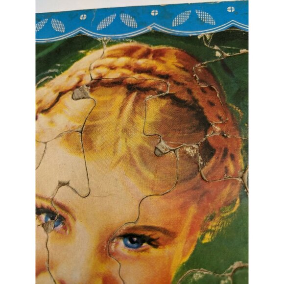 Vintage Jigsaw Puzzle Tray 11 1/2"x10" Girl Puppies S.P. Co 7343 - Picture 6 of 9